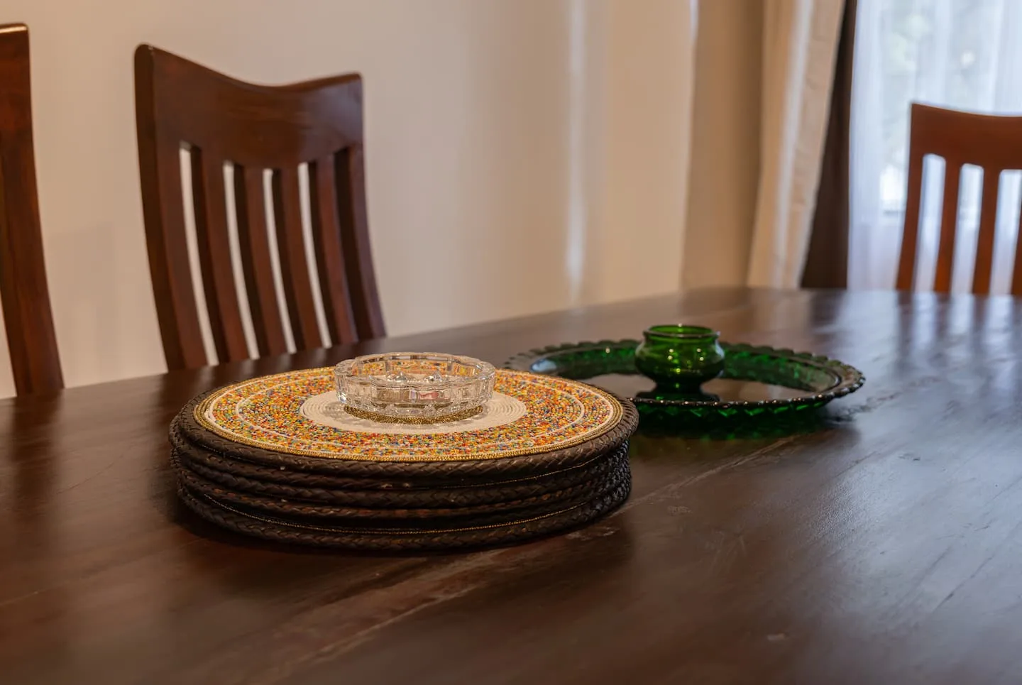Dining table set with placemats